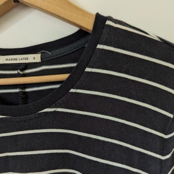 Marine Layer Modal Nautical Stripe Navy White McKenzie 3/4 sleeve Dress S Small - Picture 7 of 10